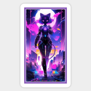 Anime Cute Cat Girl | Sci-Fi Manga Girl Anime Art Sticker